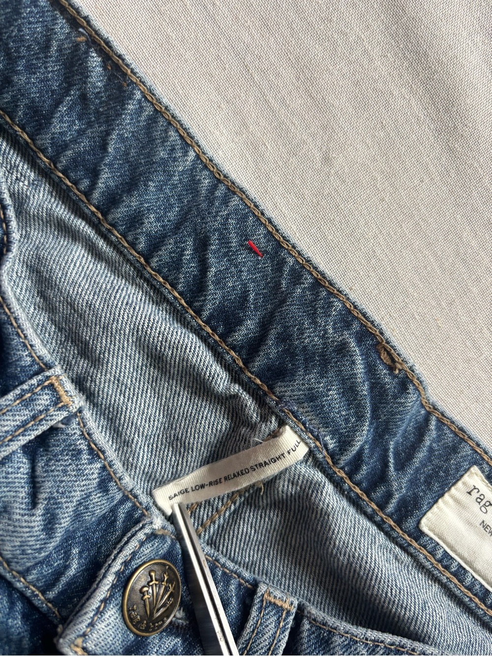 Rag & Bone Saige Low Rise Relaxed Straight Jeans Size 25 Echo Full Length - Picture 4 of 13
